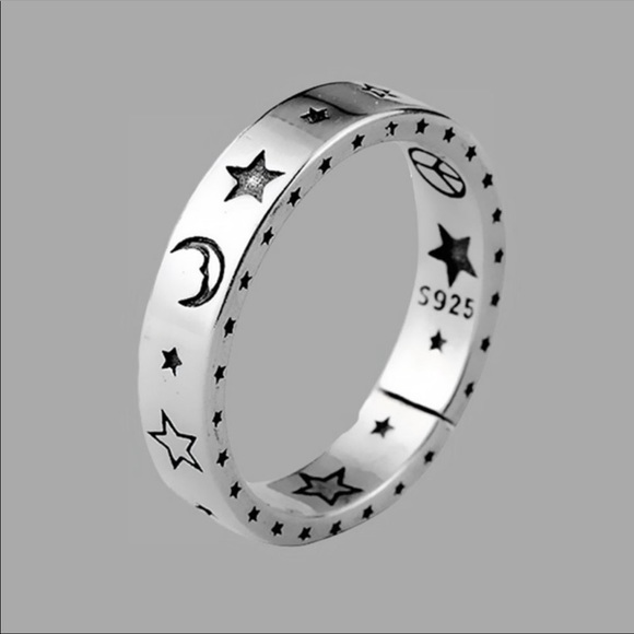 New Unisex 925 Silver Moon Stars Beautiful Ring - Picture 7 of 7